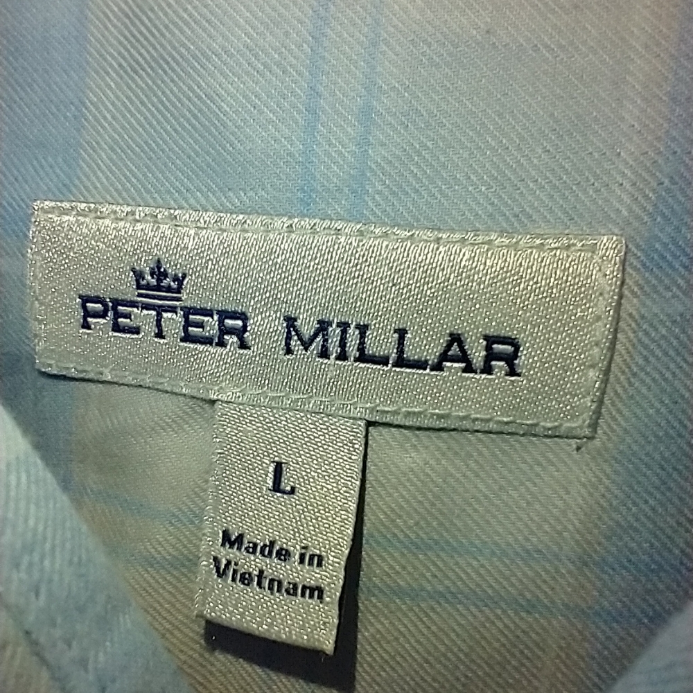 Peter Millar Plaid Long Sleeve Button Up Shirt Men's sz Large.